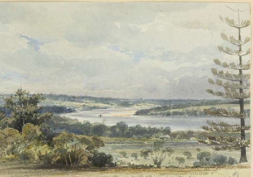 View of the parramatta river in 1800s by an artist