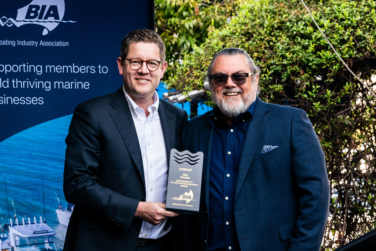 GoBoat Managing Director Nick Tyrrell with ICOMIA President Darren Vaux